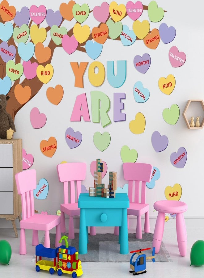 JUNEBRUSHS Valentine's Day Bulletin Board Decorations Set, Candy Heart Cutouts for Dorm, Classroom Conversation Heart Cutouts for Classroom Office Wall Decor - Image 4
