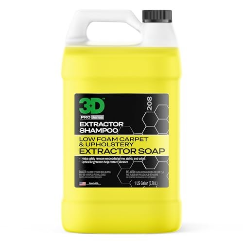 3D Extractor Carpet Cleaner Shampoo for Machine Use - Upholstery Cleaner, Stain Remover & Odor Eliminator - Low Foam, No Residue Formula 1 Gallon - Image 1
