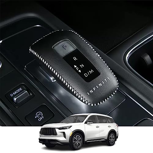 Kakash Custom Interior Accessories for Infiniti QX60 2022 2023 2024 Leather Automatic Gear Shift Knob CoverTransimission Boots Shift Lever Leather SheathGrey Stitches