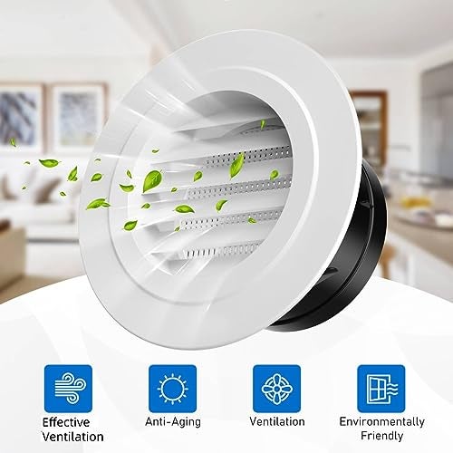 Hon&Guan Soffit Vents 4 Inch, Round Exhaust Air Vent Cover with Built-in Fly Screen for Bathroom Kithchen Office Home, White - Image 4