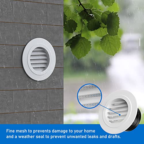 Hon&Guan Soffit Vents 4 Inch, Round Exhaust Air Vent Cover with Built-in Fly Screen for Bathroom Kithchen Office Home, White - Image 5