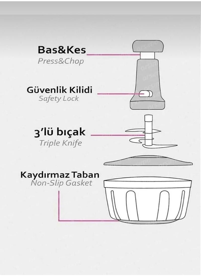 Kitchen Pembelia Large Size Steel Blade Top Press Hand Chopper Onion Vegetable Chopper  - Image 2