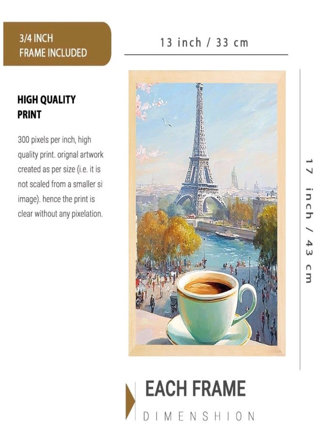 ARAkri Paris Spring Cityscape Triptych Travel Wall Art, 3-Piece Framed Posters Set with Eiffel Tower | Paintings for Wall Decor (13 x 17 inches Multicolor) - Image 2