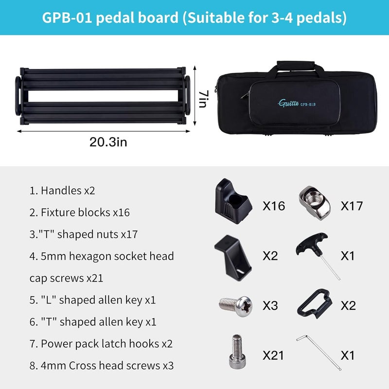 Guitto Guitar Pedal Board - Clip-Mount Guitar Effect Pedal board Aluminum Alloy with Carry Bag No Residue GPB-01 Small - Image 5