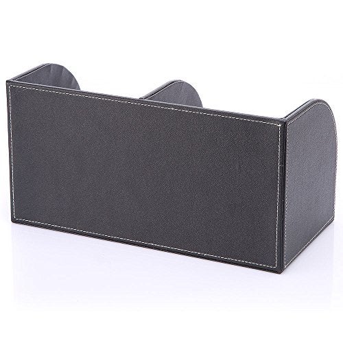 KINGFOM Pu Leather Desk Organizer Pen Pencil Holder Office Supplies Caddy Storage Box 6 Compartments with Drawer Black (Full Pu Leather) - Image 4