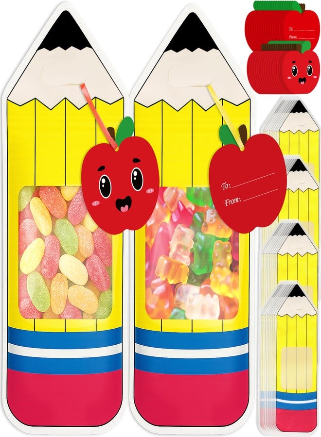 luck sea 36PCS Back to School Goodie Bags Gifts Bulk: Students Teachers Party Favors, Plastic Candy Snack Pencil Treat Bag with Card, Teacher Appreciation Week, First Day of Classroom Welcome Decorations - Image 1