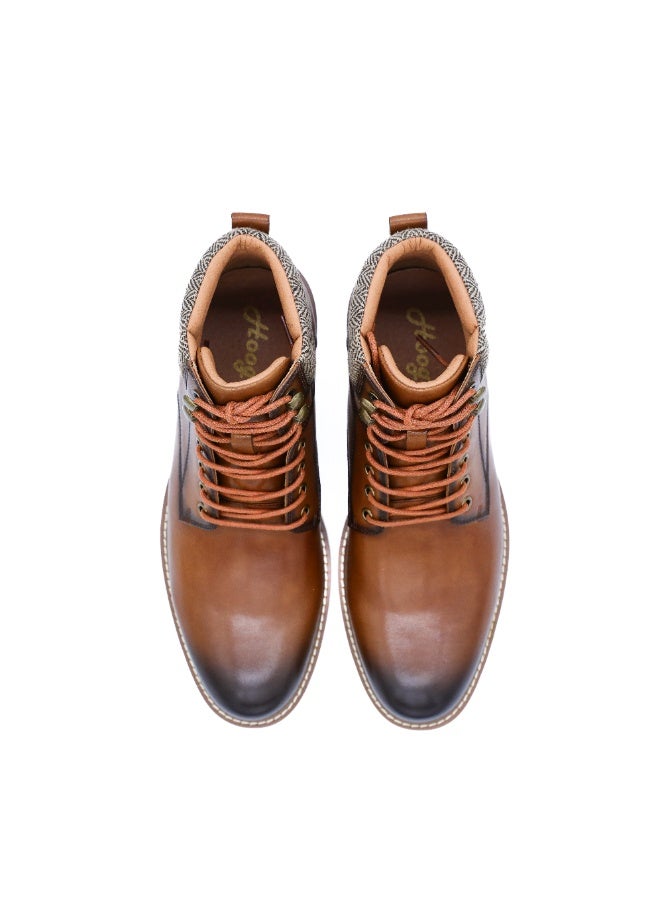 Hoog Shoes For Men Walnut Wanderer High Toe Lace Up Leather Boots Brown Comfortable Casual Outdoor Use - Image 4