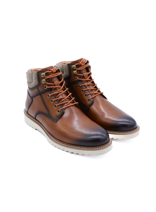 Hoog Shoes For Men Walnut Wanderer High Toe Lace Up Leather Boots Brown Comfortable Casual Outdoor Use - Image 1