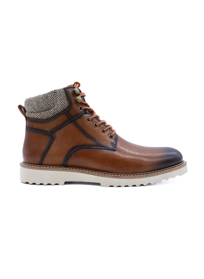 Hoog Shoes For Men Walnut Wanderer High Toe Lace Up Leather Boots Brown Comfortable Casual Outdoor Use - Image 3