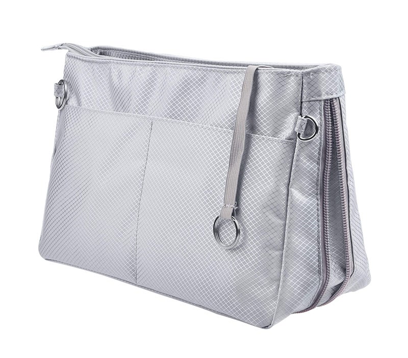 Vercord Expandable Nylon Handbag Purse Organizer Insert Liner Shaper Bag in Bag Beige Grey XLarge - Image 1