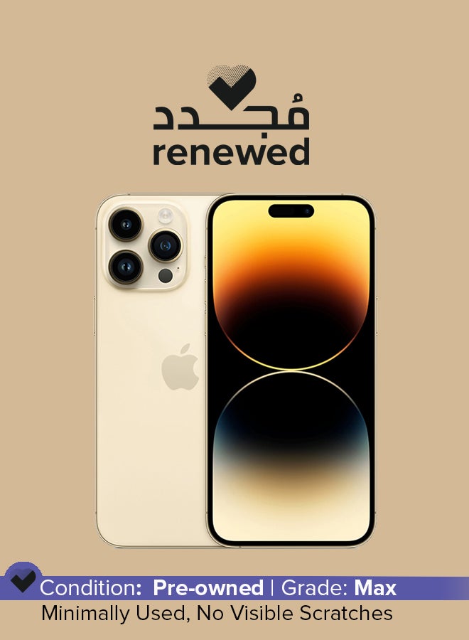 ابل  مجدد - آيفون 14 برو ماكس 256 جيجابايت ذهبى 5G مع فيس تايم - النسخة الأمريكية (e-SIM فقط) - Image 1