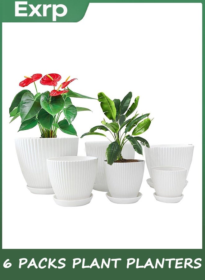 Exrp مزارعين النباتات 6 حزمة ، وعاء بلاستيكية سميكة قوية للنباتات ، في الأماكن الداخلية / في الهواء الطلق 6 أحجام وعاء الزهور مع ثقوب الصرف الصحي والأطباق (6 أحجام ، عيار: 9 سم / 11 سم / 13 سم / 15 سم / 17 سم / 19 سم) - Image 1
