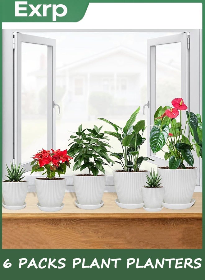 Exrp مزارعين النباتات 6 حزمة ، وعاء بلاستيكية سميكة قوية للنباتات ، في الأماكن الداخلية / في الهواء الطلق 6 أحجام وعاء الزهور مع ثقوب الصرف الصحي والأطباق (6 أحجام ، عيار: 9 سم / 11 سم / 13 سم / 15 سم / 17 سم / 19 سم) - Image 3