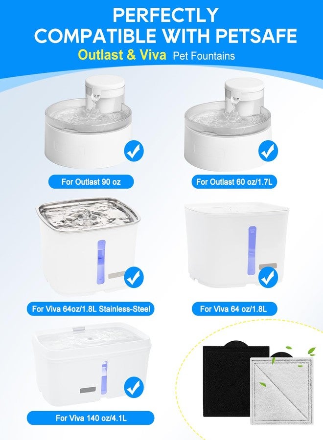 Cunina 6-Pack Cat Fountain Filter Replacement Compatible with PetSafe Outlast Pumpless Pet Fountain, Fit for Ion-X, Viva, Premier Cat Water Fountain Stainless Steel, Pet Water Fountain Filters for Dog & Cat - Image 2