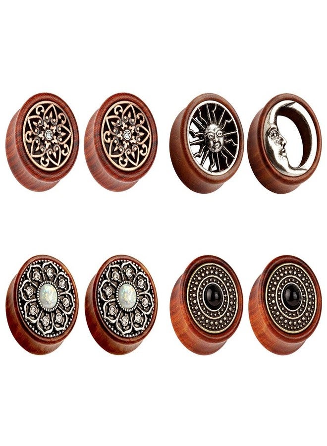 TBOSEN 8PCS Sun Moon Organic Wood Saddle Ear Plugs Tunnels Stretching Punk Piercings Expanders Set - Image 1