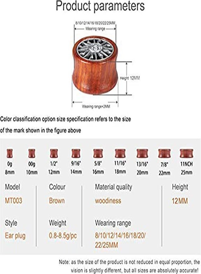 TBOSEN 8PCS Sun Moon Organic Wood Saddle Ear Plugs Tunnels Stretching Punk Piercings Expanders Set - Image 3