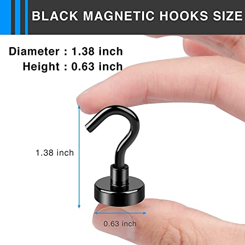LOVIMAG Magnetic Hooks，30Lbs Black Magnet Hooks for Cruise Cabin, Magnetic Hooks for Hanging, Fridge, Classroom, Refrigerator, Ceiling, Office, Kitchen. Grill, Garage-18Pack - Image 2