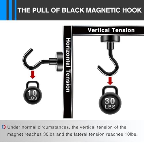 LOVIMAG Magnetic Hooks，30Lbs Black Magnet Hooks for Cruise Cabin, Magnetic Hooks for Hanging, Fridge, Classroom, Refrigerator, Ceiling, Office, Kitchen. Grill, Garage-18Pack - Image 4
