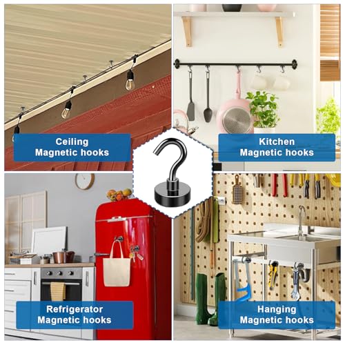 LOVIMAG Magnetic Hooks，30Lbs Black Magnet Hooks for Cruise Cabin, Magnetic Hooks for Hanging, Fridge, Classroom, Refrigerator, Ceiling, Office, Kitchen. Grill, Garage-18Pack - Image 3