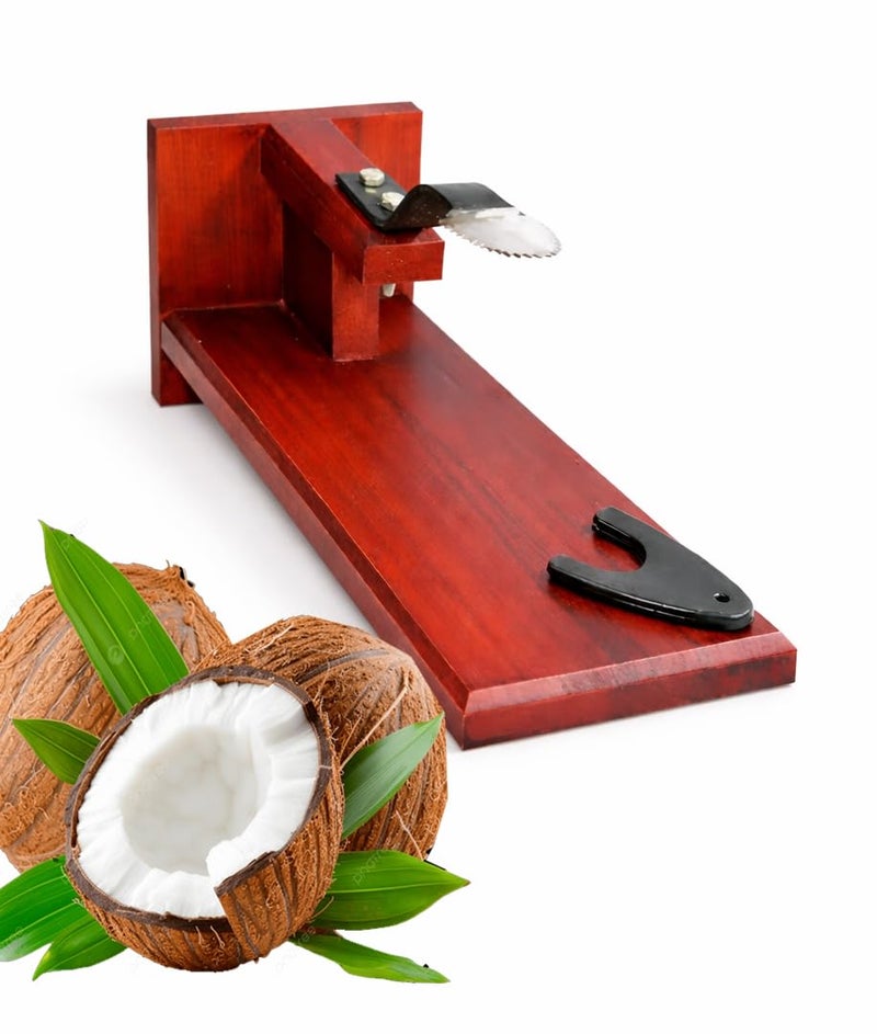 MEXZA™ Wooden Table Top Coconut Scraper Chirava Grater Thengai Thuruvi (M) - Image 1