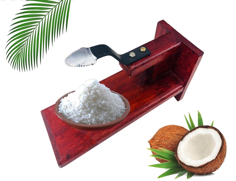 MEXZA™ Wooden Table Top Coconut Scraper Chirava Grater Thengai Thuruvi (M) - Image 4