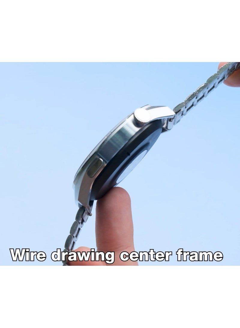 موديو ساعة موديو MR-71 الذكية بتصميم هجين تناظري-رقمي فاخر مع خيار حزام مزدوج وكابل شحن مصممة للرجال باللون الفضي - Image 3