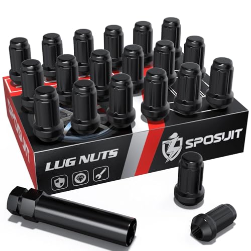 Sposuit 7/16-20 Spline Lug Nuts - Replacement for 1953-1983 Chevy Corvette, 1967-1982 Camaro, 1964-1983 Malibu - Closed End Black Lug Nut with Socket(20 Pcs) - Image 1