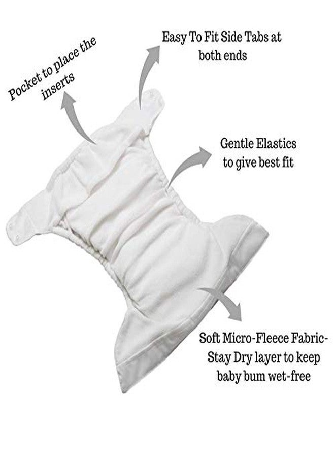Apple Blossoms Reusable Pocket Style Cloth diaper for babies 3M to 3Y | CPSIA Certified 300+wash |Washable & Adjustable Snap Button | pack includes 1 Diaper with 2 organic Bamboo cotton inserts - Image 2