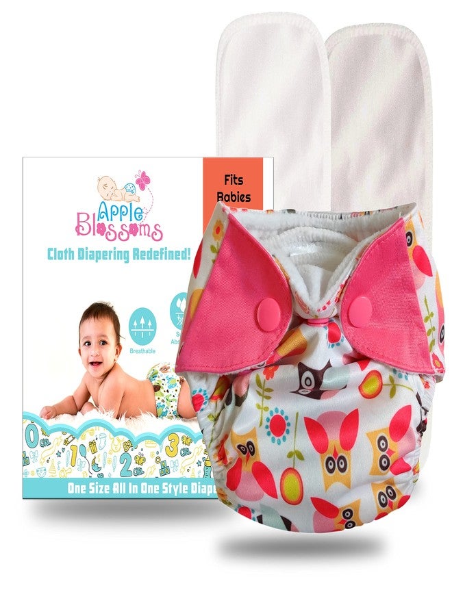 Apple Blossoms Reusable Pocket Style Cloth diaper for babies 3M to 3Y | CPSIA Certified 300+wash |Washable & Adjustable Snap Button | pack includes 1 Diaper with 2 organic Bamboo cotton inserts - Image 1
