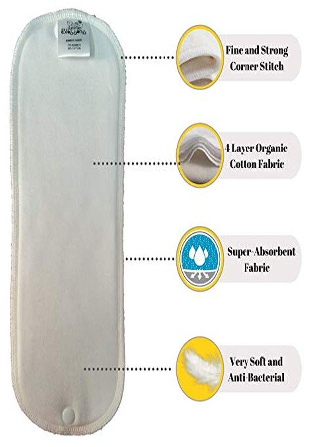 Apple Blossoms Reusable Pocket Style Cloth diaper for babies 3M to 3Y | CPSIA Certified 300+wash |Washable & Adjustable Snap Button | pack includes 1 Diaper with 2 organic Bamboo cotton inserts - Image 3