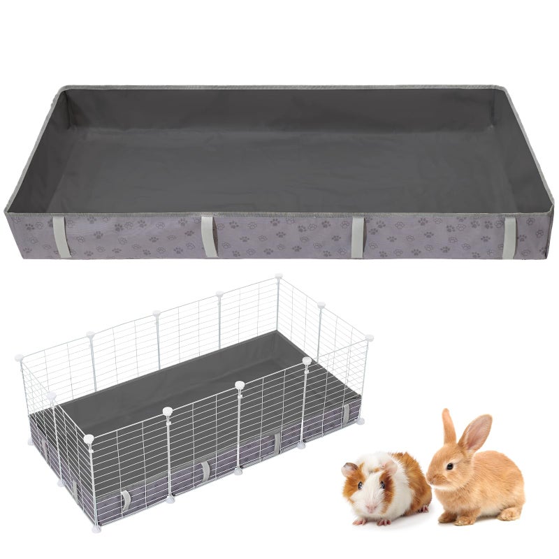 Funfurry Waterproof Guinea Pig Cage Liner,Washable Tarp Bottom Base,Cage Liners for Small Animals,Hamster Chinchilla Hedgehog Ferret Rabbit. (Dark Grey-Paw, 24" X 48") - Image 1