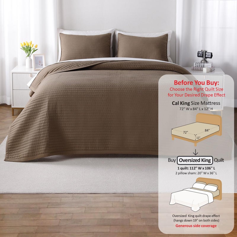 DAWNDIOR Max Oversized California King Quilt Set â€“ 112"x106"Soft Washed Lightweight Bedspread,Multi-Lock Quilting,Minimalist Nordic Bedding, Spring & Summer Quilt Set (1 Quilt + 2 Pillow Shams), Cub - Image 3