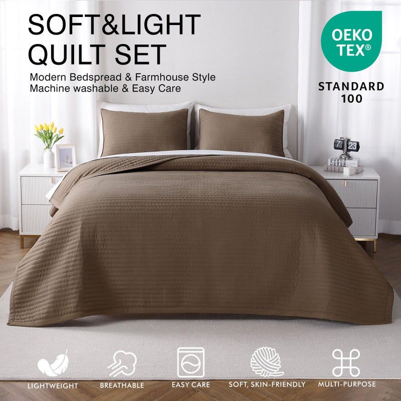DAWNDIOR Max Oversized California King Quilt Set â€“ 112"x106"Soft Washed Lightweight Bedspread,Multi-Lock Quilting,Minimalist Nordic Bedding, Spring & Summer Quilt Set (1 Quilt + 2 Pillow Shams), Cub - Image 2