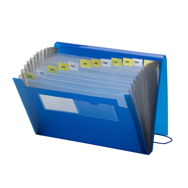 Smead Poly Expanding File, 12 Pockets, Flap and Cord Closure, Letter Size, Blue (70876) - Image 1