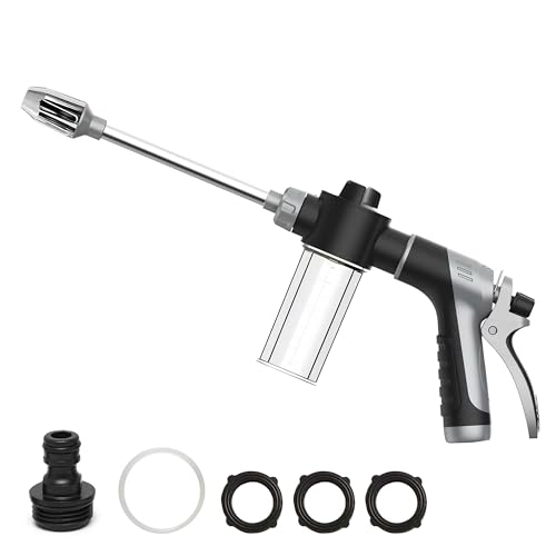 AjiuSir High Pressure Soap Sprayer for Garden Hose Foam Gun Car Wash Sprayer with 35oz100cc Plastic Soap Dispenser Bottle Adjustable Nozzle for Gardening Solar Panel Cleaning Pet Showering Grey - Image 1