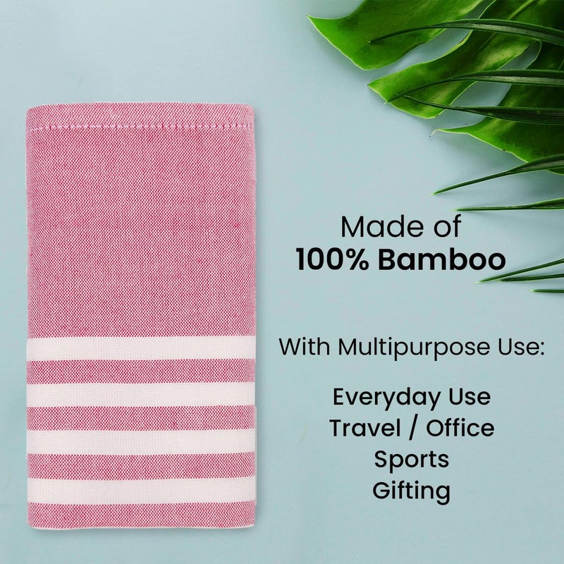 Mush Bamboo Turkish Hand Towels Set of 2 | 100% Bamboo Gym Towel for Men/Women | Ultra Soft, Absorbent & Quick Dry Towel for Gym, Travel, Sports and Yoga | 40 x 60 cms | 250 GSM, Red Stripe - Image 4