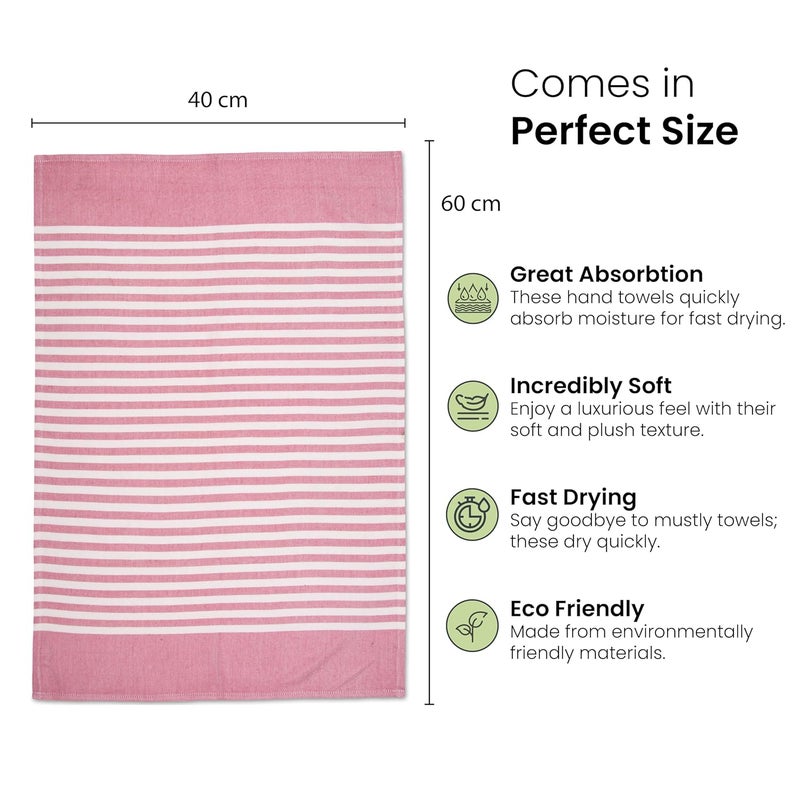 Mush Bamboo Turkish Hand Towels Set of 2 | 100% Bamboo Gym Towel for Men/Women | Ultra Soft, Absorbent & Quick Dry Towel for Gym, Travel, Sports and Yoga | 40 x 60 cms | 250 GSM, Red Stripe - Image 3