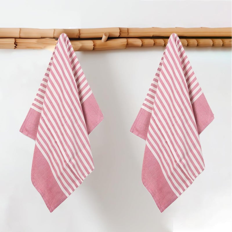 Mush Bamboo Turkish Hand Towels Set of 2 | 100% Bamboo Gym Towel for Men/Women | Ultra Soft, Absorbent & Quick Dry Towel for Gym, Travel, Sports and Yoga | 40 x 60 cms | 250 GSM, Red Stripe - Image 1