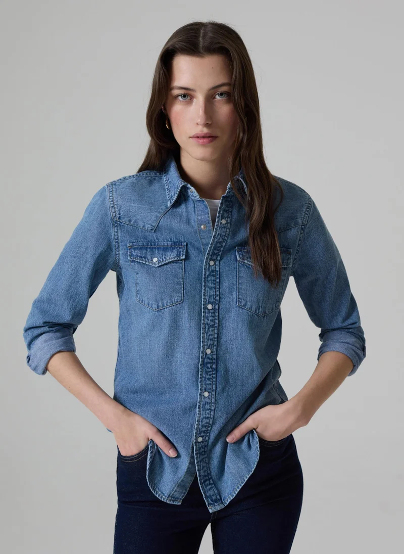 او في اس Western Shirt In Denim With Pockets