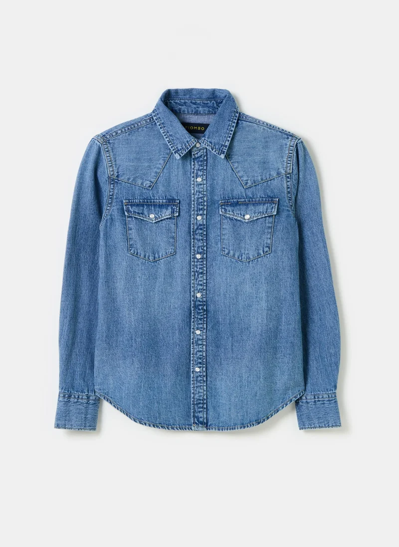 Ovs Western Shirt In Denim With Pockets