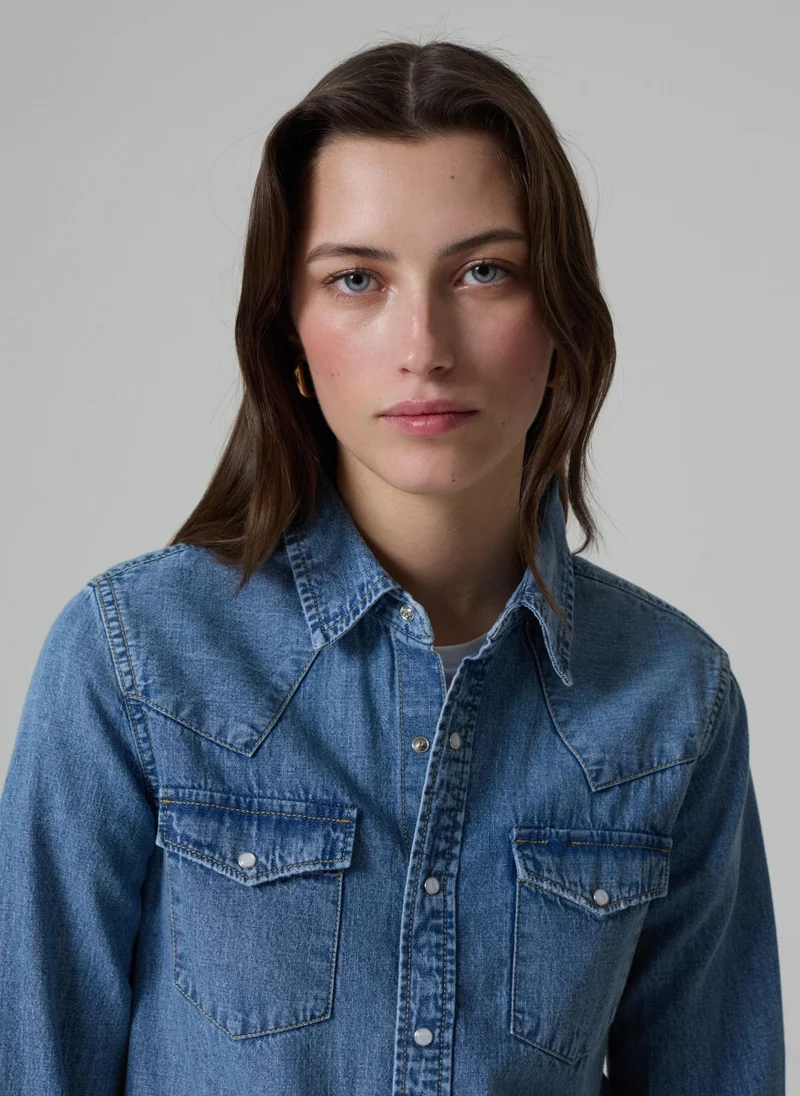 Ovs Western Shirt In Denim With Pockets