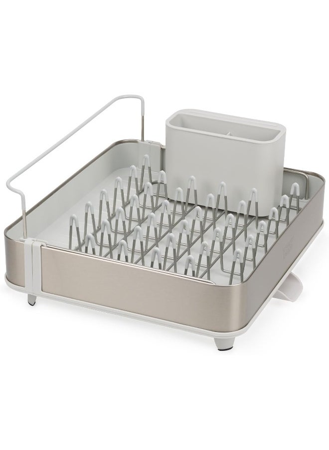 Joseph Joseph Joseph Joseph Extend Steel Expandable Dish Rack with Removable Cutlery Holder, Swivel Drip Spout, Dish Rack, Stainless Steel/Stone  - Image 3