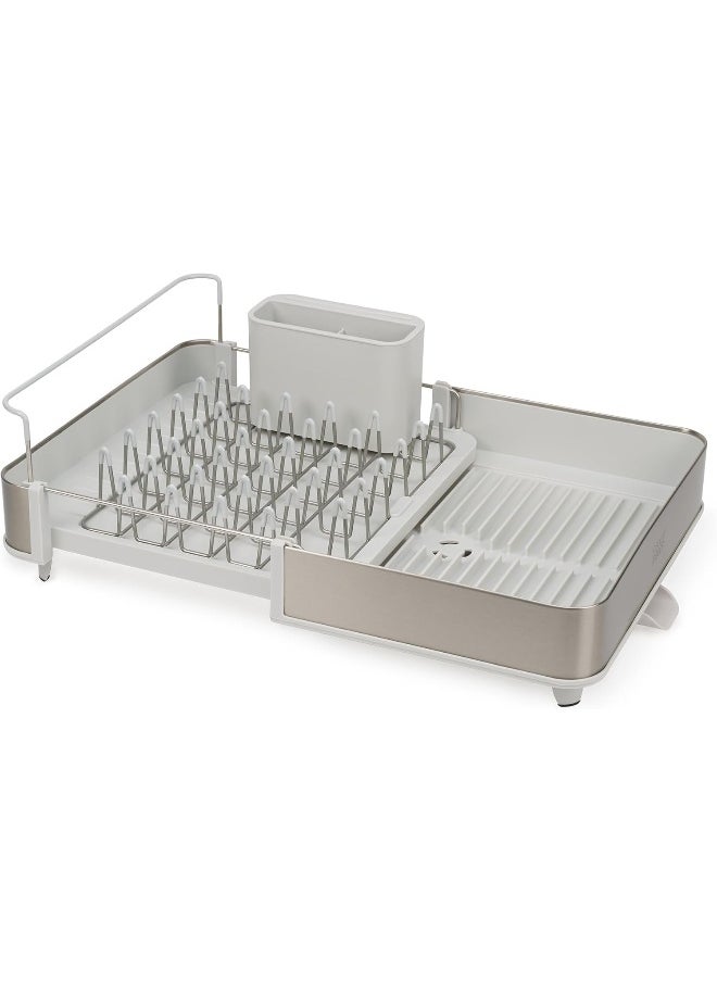 Joseph Joseph Joseph Joseph Extend Steel Expandable Dish Rack with Removable Cutlery Holder, Swivel Drip Spout, Dish Rack, Stainless Steel/Stone  - Image 2