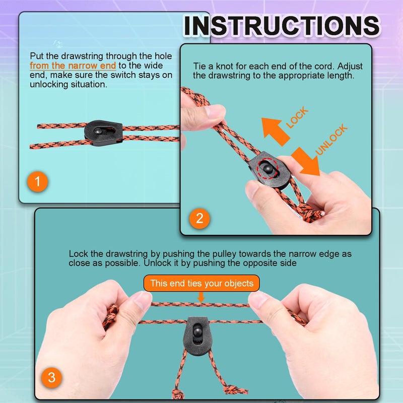 ManTangSun 12 PCS Plastic Wheeled Cord Locks for Drawstring,Bungee E Collar Strap Lock Replacment Shoelace Wheel Cord Lock Stopper Backpack Sweatpant Supboard Strap Adjustments - Image 3