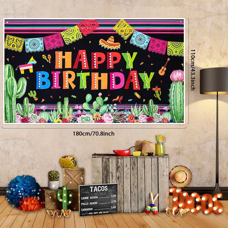 Winrayk Mexican Fiesta Party Decorations Cinco De Mayo Birthday Decor, Fiesta Balloon Arch Kit with Backdrop Tablecloth Taco Sombrero Avocado Foil Balloons, Kids Adult Mexican Theme Party Decorations - Image 4