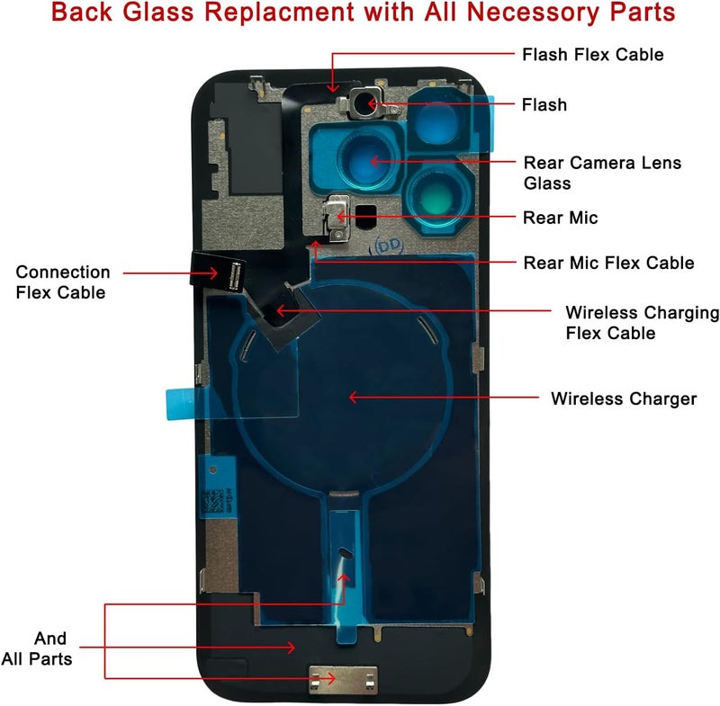 Perzework Rear Back Glass Replacement for iPhone 16 Pro 6.3-inches with Reparing Tool Kit and All Necessary Parts (White Titanium) - Image 5