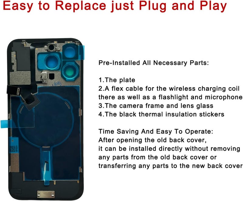 Perzework Rear Back Glass Replacement for iPhone 16 Pro 6.3-inches with Reparing Tool Kit and All Necessary Parts (White Titanium) - Image 4