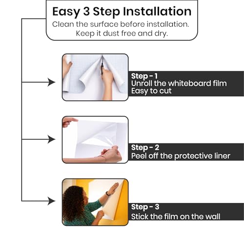 YAJNAS 4x2 Feet Whiteboard Wall Sticker for School, Office & Home | Self-Adhesive, Removable, Waterproof Whiteboard Wallpaper | Perfect for Writing, Drawing & Organizing on Smooth Surfaces - Image 4