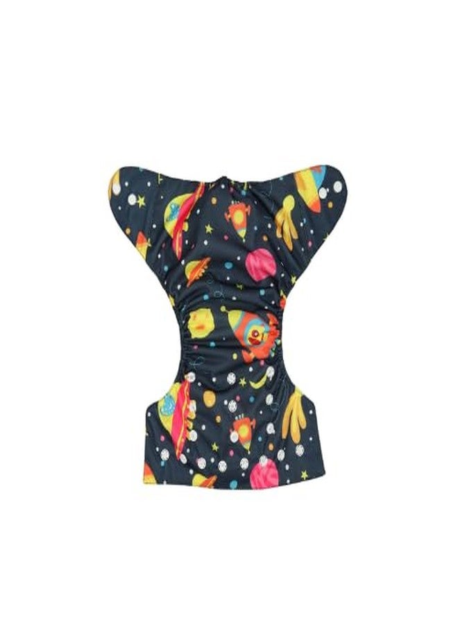 Laee cute Reusable Cloth Diaper with Inserts - Space & Cartoon Print (Pack of 2) (black+grey) - Image 3