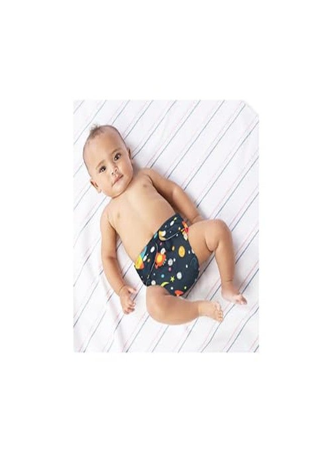 Laee cute Reusable Cloth Diaper with Inserts - Space & Cartoon Print (Pack of 2) (black+grey) - Image 5